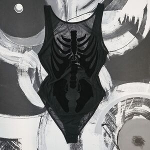 Mesh Skeleton Print Bodysuit
